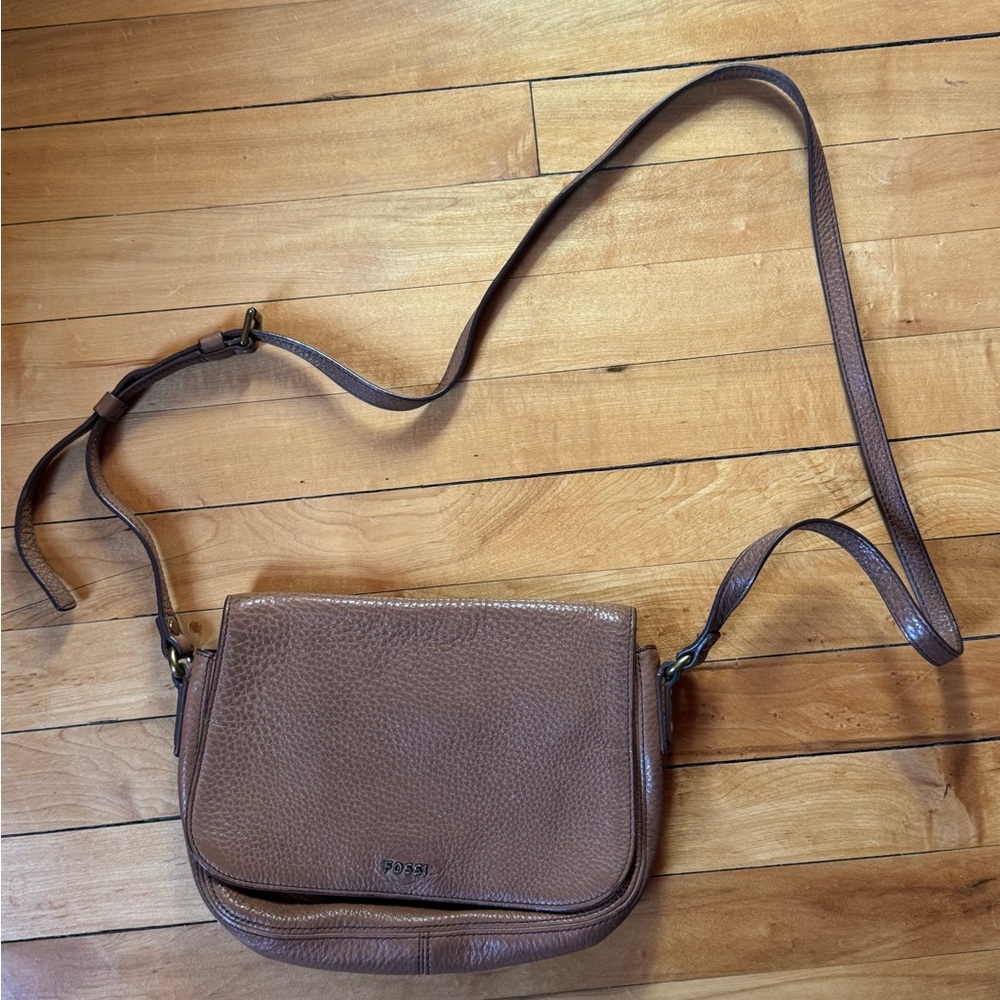 Fossil Tan Leather Crossbody Bag